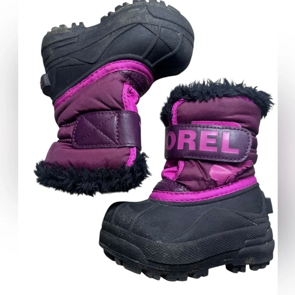 Sorel toddler Snow Commander Kids Snow Boot black/Groovy Pink US 5